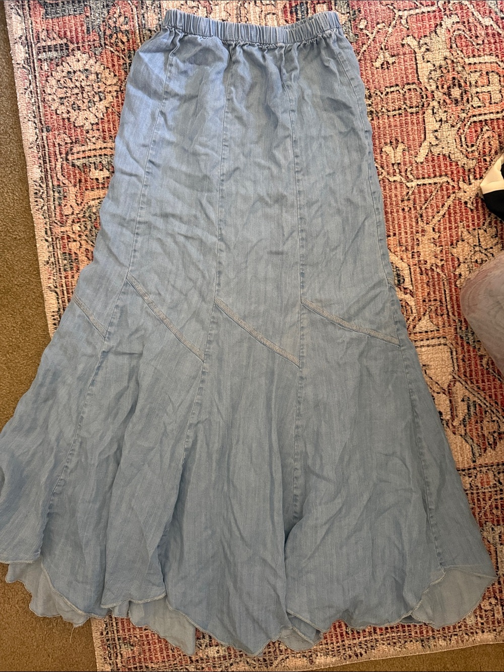 Light Blue Maxi Skirt - Classic Flowing A-Line